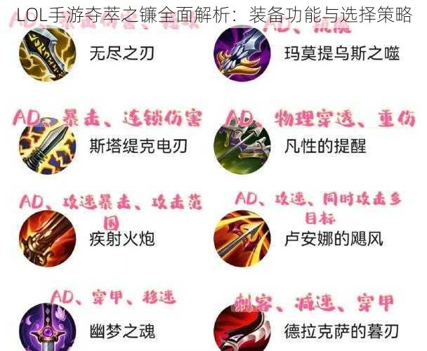 LOL手游夺萃之镰全面解析：装备功能与选择策略